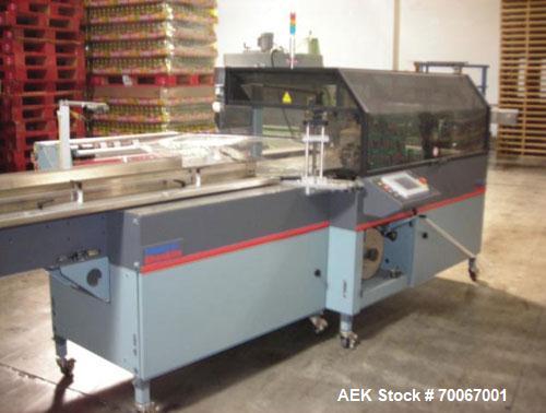 Used Shanklin Omni G Horizontal Side Seal Shrink Wrapper capable of speeds up to 80 packages per minute. Package size range: length 3" to infinite, width 1/2" to 19", height 1/16" to 8". Has a 23" wi...
