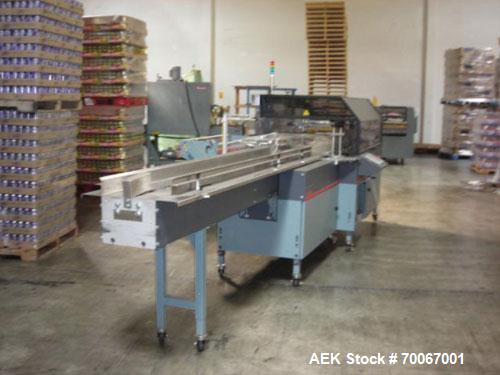 Used Shanklin Omni G Horizontal Side Seal Shrink Wrapper capable of speeds up to 80 packages per minute. Package size range: length 3" to infinite, width 1/2" to 19", height 1/16" to 8". Has a 23" wi...