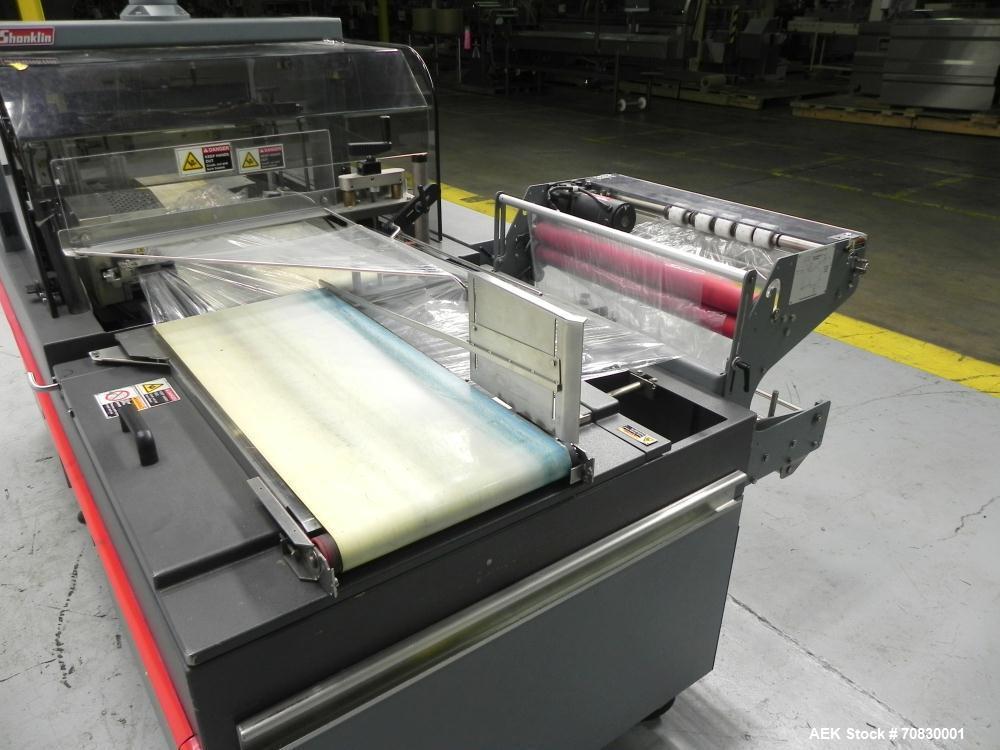 Used Shanklin Triumph Model TR1 Horizontal Side Seal Shrink Wrapper capable of speeds up to 60 jaw cycles per minute (dependent on product and application). Package size range:  length 3" - 48", widt...