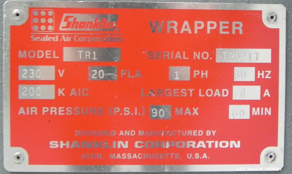 Used Shanklin Triumph Model TR1 Horizontal Side Seal Shrink Wrapper capable of speeds up to 60 jaw cycles per minute (dependent on product and application). Package size range:  length 3" - 48", widt...