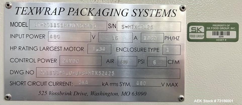 Used Texwrap Model ST-2011SSR Horizontal Side Seal Shrink Wrapper.
