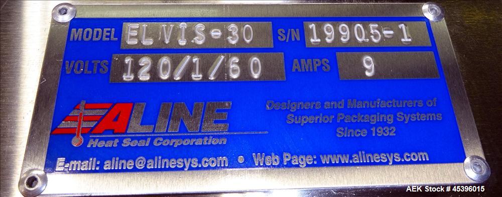 Unused- Aline E.L.V.I.S-30 Entry Level Vacuum Impulse Sealer. Has a 30" long x .5" wide seal bar. Has foot pedal operation, can heat seal, vacuum and seal. Table top unit. Stainless construction.  12...