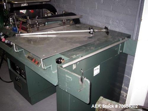 Used Weldotron 5201 Manual L-Bar Sealer. Has 16 x 16 seal area, 220 volt. Powered belt discharge.  PRICE INCLUDES A 15% BUYERS PREMIUM.  AS IS WHERE IS, LOADING & REMOVAL FEES EXTRA, COST TO BE DETER...