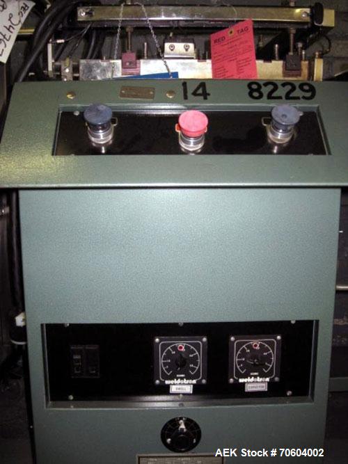 Used Weldotron 5201 Manual L-Bar Sealer. Has 16 x 16 seal area, 220 volt. Powered belt discharge.  PRICE INCLUDES A 15% BUYERS PREMIUM.  AS IS WHERE IS, LOADING & REMOVAL FEES EXTRA, COST TO BE DETER...