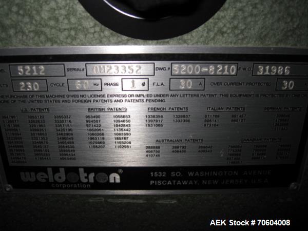 Used Weldotron "L" bar sealer,semi-auto,  model 5212
