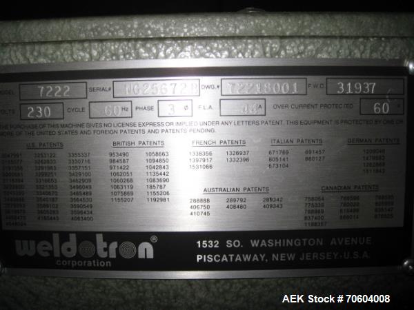 Used Weldotron "L" bar sealer,semi-auto,  model 5212