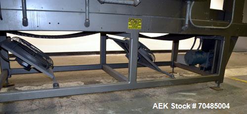 Used Arpac Shrink Tunnel, Model T-28-18-68, Carbon Steel. Approximate 20’’ wide x 118’’ long plastic mesh belt, driven by a 1/4hp, 3/60/230/460 volt, 1725 rpm gear motor. Tunnel opening 28’’ wide x 1...