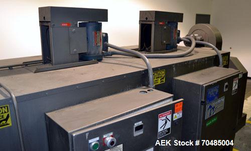 Used Arpac Shrink Tunnel, Model T-28-18-68, Carbon Steel. Approximate 20’’ wide x 118’’ long plastic mesh belt, driven by a 1/4hp, 3/60/230/460 volt, 1725 rpm gear motor. Tunnel opening 28’’ wide x 1...