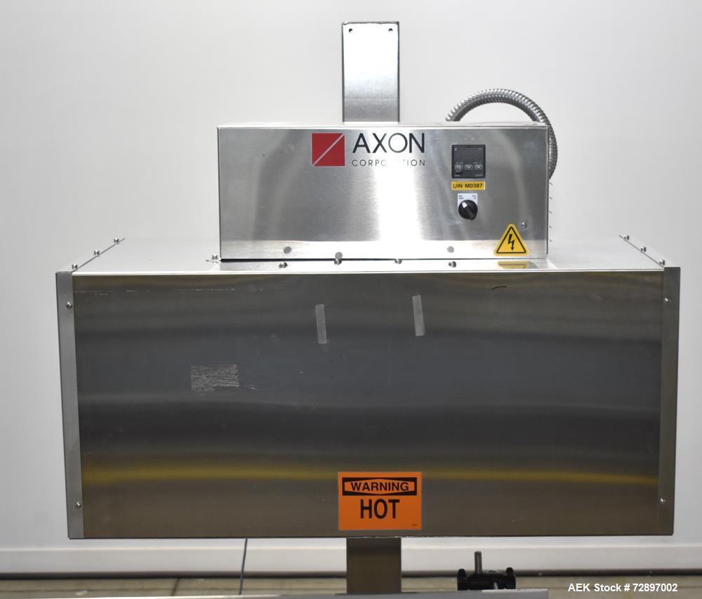 Used Axon EZ-36-SRB5 Heat Shrink Tunnel. Tunnel opening 7.5" wide x 6.75" high x 36" long. Omron temperature controller. Serial# G-0802203. Built date 5/2008. 1/60/220 Volt.