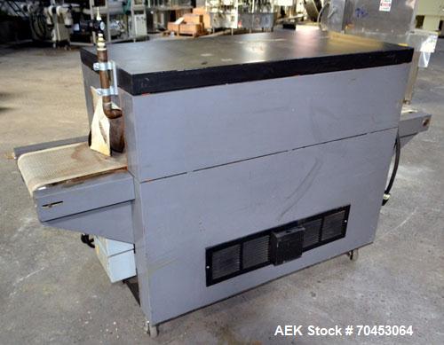 Used Besler Model T-15-9-3PH-D Mesh Belt Shrink Tunnel. Machine is capable of speeds up to 198 feet per minute. Has 9" high x 15" wide x 52" long shrink tunnel chamber, mesh belt 3/60/220V and mounte...