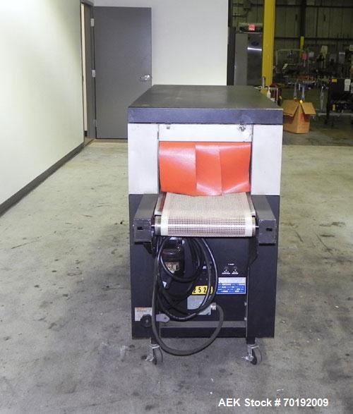 Used Besler Model T-15-9-3PH Mesh Belt Shrink Tunnel. Machine is capable of speeds up to 198 feet per minute. Has 9" high x 15" wide x 52" long shrink tunnel chamber, mesh belt 3/60/220V and mounted ...