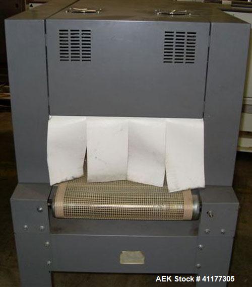 Used Beseler Shrink Tunnel, Model T-18-8-M, Carbon Steel. Tunnel measures 18’’ wide x 8’’ tall x 36’’ long. Mesh belt approximately 18’’ wide x 44’’ long, approximate conveyor speed 0 to 75 feet per ...
