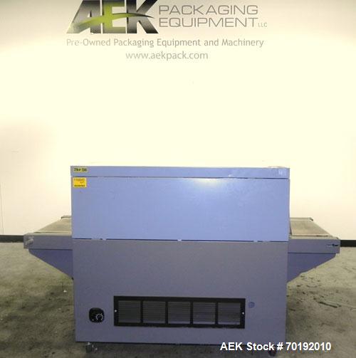 Used Beseler Model T-20-12-3CFX Mesh Belt Shrink Tunnel. Machine capable of speeds up to 150 feet per minute. Has 12" high x 20" wide x 52" long shrink tunnel chamber, mesh belt 3/60/220V and mounted...