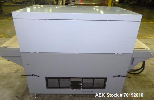 Used Beseler Model T-20-12-3CFX Mesh Belt Shrink Tunnel. Machine capable of speeds up to 150 feet per minute. Has 12" high x 20" wide x 52" long shrink tunnel chamber, mesh belt 3/60/220V and mounted...