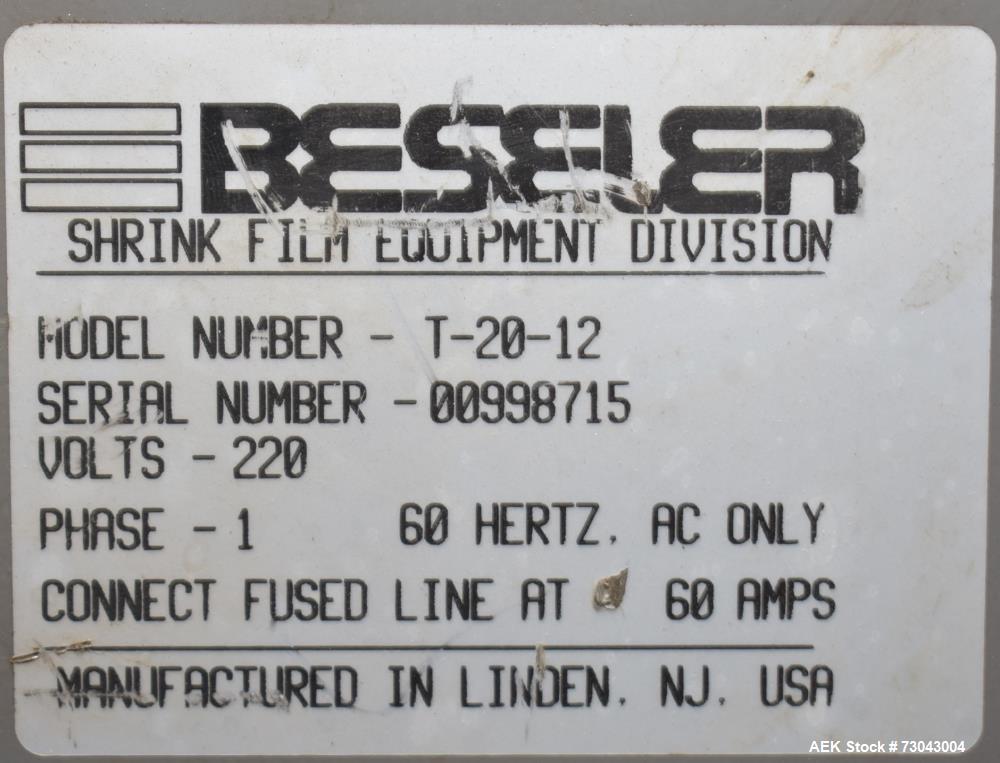 Gebraucht - Beseler Modell T-20-12 Automatischer Schrumpftunnel. Die Maschine ist in der Lage, Geschwindigkeiten von bis zu ...