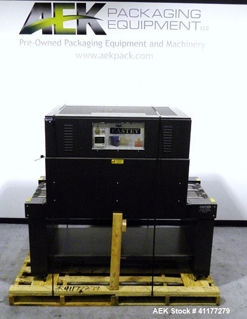 Used Eastey Enterprises Shrink Tunnel, model ET2012, carbon steel. Chamber size 20" wide x 12" high x 52" long. Wire mesh conveyor 19’’ wide x 72" long, belt speed 100 feet per minute. Includes a Aut...