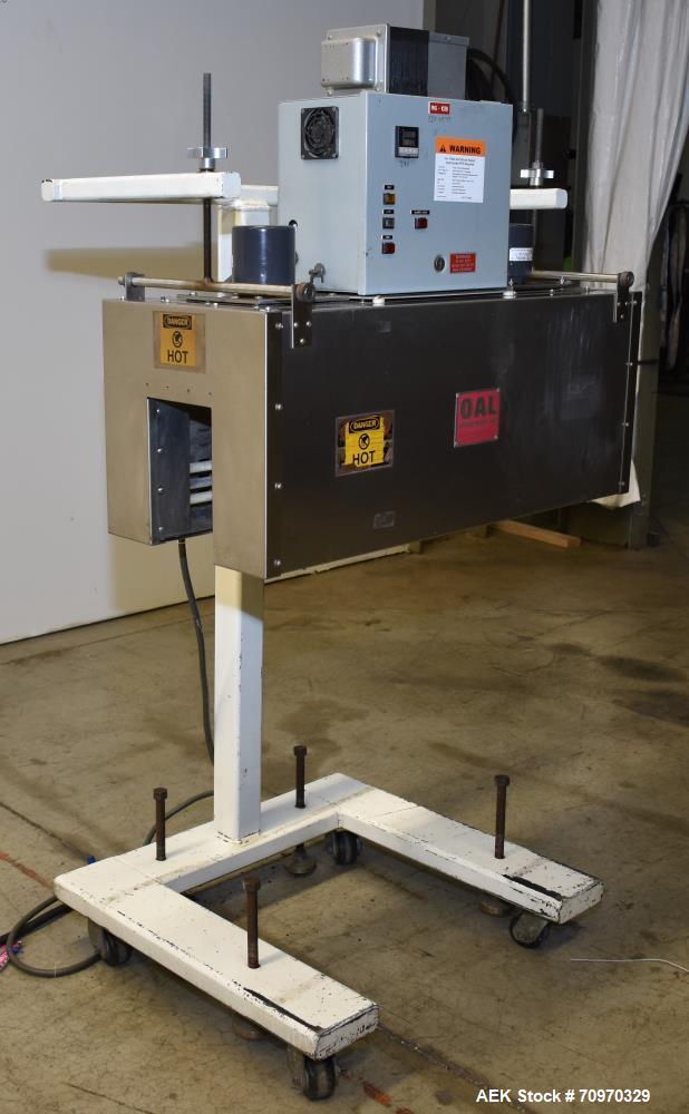 Used OAL Associates Recirculating Heat Shrink Tunnel, Model FIRO/R-6/9/36-6L. Opening measures 6"W x 9"H x 36"L. 12 kW. Mounted on a painted carbon steel frame with casters. Elec: 3/60/440V, 14.5a.