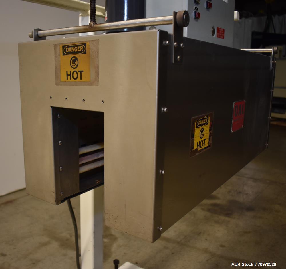 Used OAL Associates Recirculating Heat Shrink Tunnel, Model FIRO/R-6/9/36-6L. Opening measures 6"W x 9"H x 36"L. 12 kW. Mounted on a painted carbon steel frame with casters. Elec: 3/60/440V, 14.5a.
