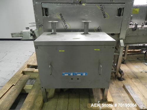 Used Graham Labelling Systems Steam Shrink Tunnel comprised of (2) sections measuring 11'-8" long and 4'-6" long. Opening measures 6" wide x 16" high. Has base for conveyor to accept 4 1/2" wide tabl...