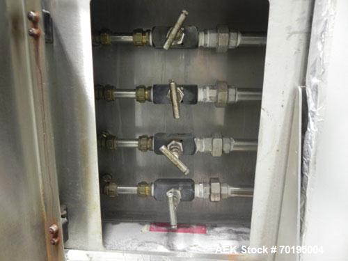 Used Graham Labelling Systems Steam Shrink Tunnel comprised of (2) sections measuring 11'-8" long and 4'-6" long. Opening measures 6" wide x 16" high. Has base for conveyor to accept 4 1/2" wide tabl...