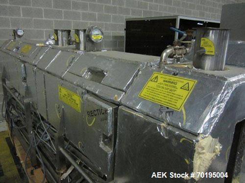 Used Graham Labelling Systems Steam Shrink Tunnel comprised of (2) sections measuring 11'-8" long and 4'-6" long. Opening measures 6" wide x 16" high. Has base for conveyor to accept 4 1/2" wide tabl...