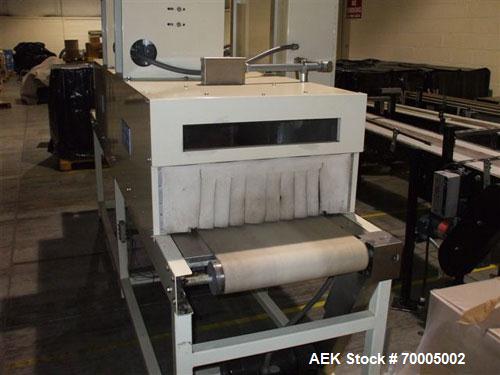 Used Great Lakes HVD102290HP Dual Chamber Shrink Tunnel. Chamber dimensions: 10" high x 22" wide x 90" long with 20" wide belt conveyor. Has variable temperature controls from 0 to 500 deg F. 3/60/48...