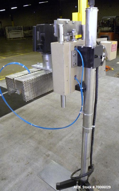Used Kalish Neck Bander Shrink Tunnel, 3’’ wide x 18’’ long. Includes a Leister hot air blower, model Hotwind S. Maximum air outlet temperature 650 deg C. The Leister is a compact heat gun for proces...