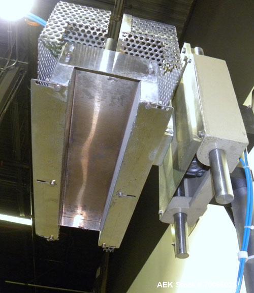 Used Kalish Neck Bander Shrink Tunnel, 3’’ wide x 18’’ long. Includes a Leister hot air blower, model Hotwind S. Maximum air outlet temperature 650 deg C. The Leister is a compact heat gun for proces...