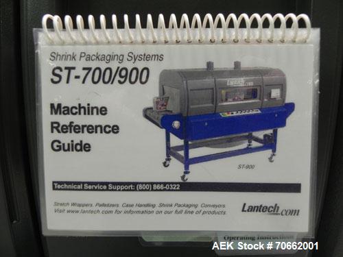 Used Lantech Model ST-900 Shrink Tunnel. Capable of speeds up to 90 feet per minute dependent on package configuaration and film. Has four zones. Chamber dimensions: 63"L x 22"W x 10"H. Has an approx...