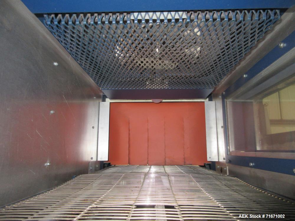 Used Lantech Model ST-700 Shrink Tunnel. Capable of speeds up to 70 feet per minute dependent on package configuaration and film. Has three zones. Chamber dimensions: 51"L x 22"W x 10"H. Has an appro...