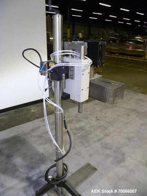 Used Kalish Neck Bander Shrink Tunnel, 4’’ wide x 18’’ long. Includes a Leister hot air blower, model Hotwind S. Maximum air outlet temperature 650 deg C. The Leister is a compact heat gun for proces...