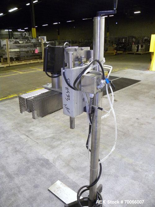 Used Kalish Neck Bander Shrink Tunnel, 4’’ wide x 18’’ long. Includes a Leister hot air blower, model Hotwind S. Maximum air outlet temperature 650 deg C. The Leister is a compact heat gun for proces...