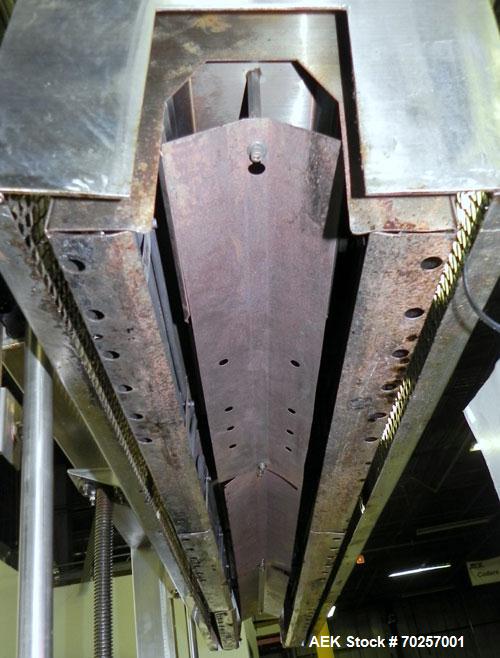 Used NAFM Heat Shrink Tunnel, Model GS-100T, Stainless Steel. Approximate 5’’ wide x 68’’ long heat section, (3) top mounted blowers. 1/2hp Gear motor raise and lower. Mounted on a stainless steel fr...
