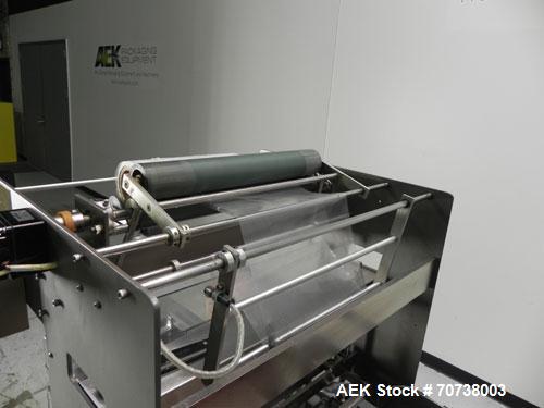 Used Omega Model SL18 Shrink Bundling System with Integrated Shrink Tunnel. Capable of up to 15-20 cycles per minute. Right angle product infeed for 4-1/2”W table top chain, infeed conveyor not inclu...