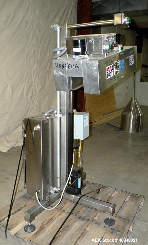 Used PDC Heat Tunnel for Temper Evident Bands, Model KRC123654. 12,000 watts, 36" long heat tunnel, (2) top mounted fans, motorized raise and lower, model KAL-200 control panel, serial #163. Athena d...