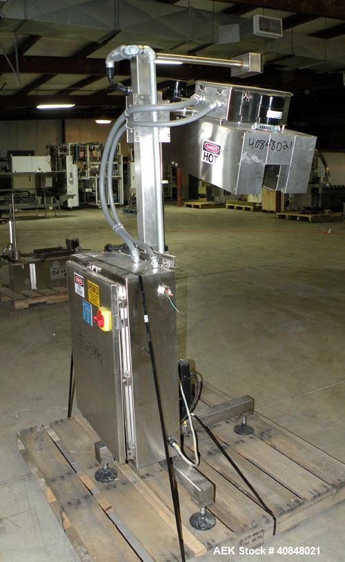 Used PDC Heat Tunnel for Temper Evident Bands, Model KRC123654. 12,000 watts, 36" long heat tunnel, (2) top mounted fans, motorized raise and lower, model KAL-200 control panel, serial #163. Athena d...