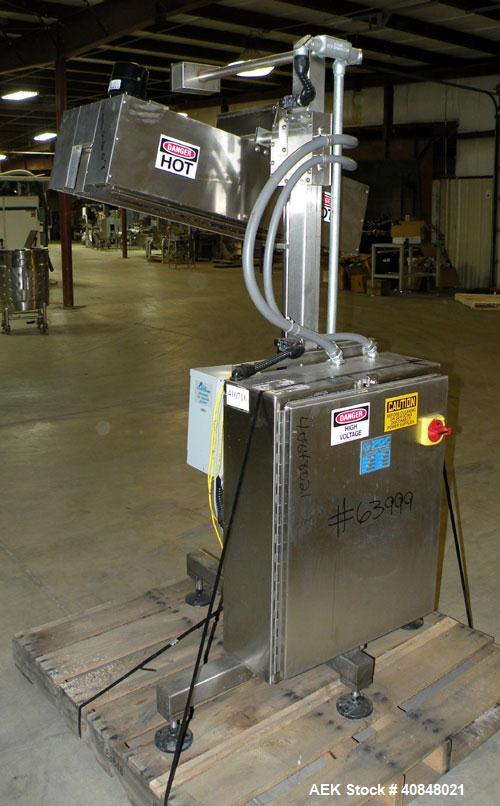 Used PDC Heat Tunnel for Temper Evident Bands, Model KRC123654. 12,000 watts, 36" long heat tunnel, (2) top mounted fans, motorized raise and lower, model KAL-200 control panel, serial #163. Athena d...