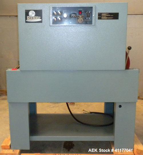 Used Rennco Shrink Tunnel, Model 1022, . Tunnel measures 22" wide x 10 3/4" tall x 36" long. Belt measures approximately 22" wide x 46" long. Driven by a 1/8 hp, 90 volt, 61 rpm DC motor. Manually ad...