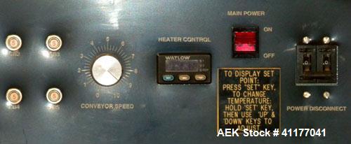 Used Rennco Shrink Tunnel, Model 1022, . Tunnel measures 22" wide x 10 3/4" tall x 36" long. Belt measures approximately 22" wide x 46" long. Driven by a 1/8 hp, 90 volt, 61 rpm DC motor. Manually ad...