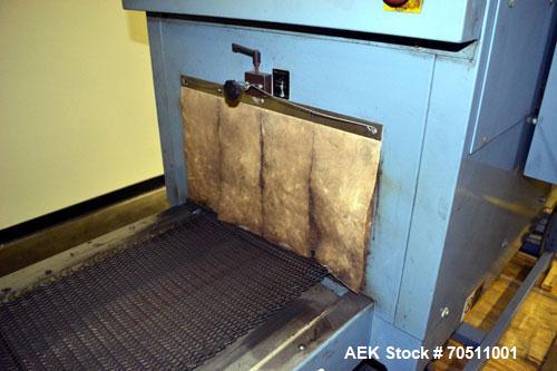 Used Shanklin Dual Zone Shrink Tunnel, Model CT62, Carbon Steel. Tunnel passage 10" high x 18" wide x 61" long. 14" Wide x 100" long wire mesh conveyor, speeds variable from 25 to 150 feet a minute, ...