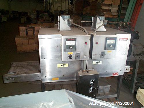 Used Shanklin T-62 stainless steel high speed shrink runnel. Has a 10" high x 18" wide x 60" long tunnel passage. Unit is built with two specially designed tunnel chambers which are independently con...