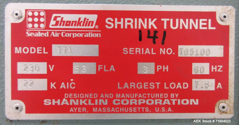 Used Shanklin T-71 High Speed Shrink Tunnel