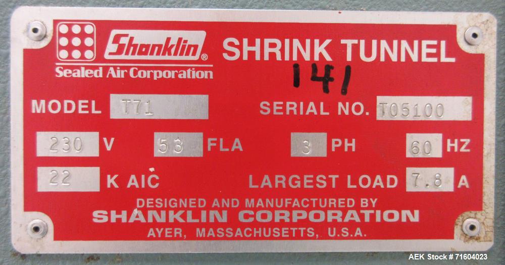 Used- Shanklin T-71 High Speed Shrink Tunnel