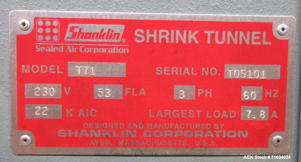 Used Shanklin T-71 High Speed Shrink Tunnel