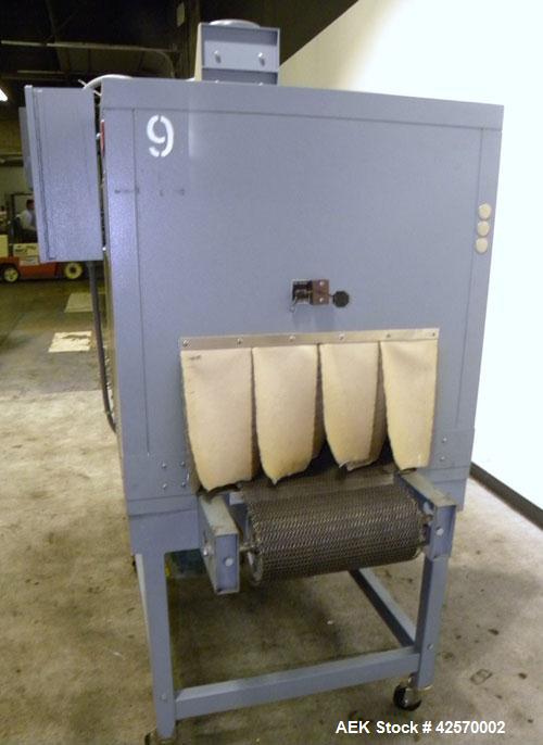 Used Shanklin Shrink Tunnel Model T-7XL. Machine is of carbon steel construction. Tunnel passage 8" high x 22" wide x 42" long. 15" Wide x 52" long wire mesh conveyor, 15 to 120 feet per minute. Driv...