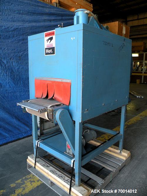 Used Shanklin Shrink Tunnel, Model T-7XL, Carbon Steel. Tunnel passage 4’’ to 8" adjustable height x 22" wide x 42" long. 15" wide x 58" long variable speed mesh conveyor, 15 to 120 feet per minute, ...