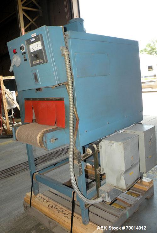 Used Shanklin Shrink Tunnel, Model T-7XL, Carbon Steel. Tunnel passage 4’’ to 8" adjustable height x 22" wide x 42" long. 15" wide x 58" long variable speed mesh conveyor, 15 to 120 feet per minute, ...
