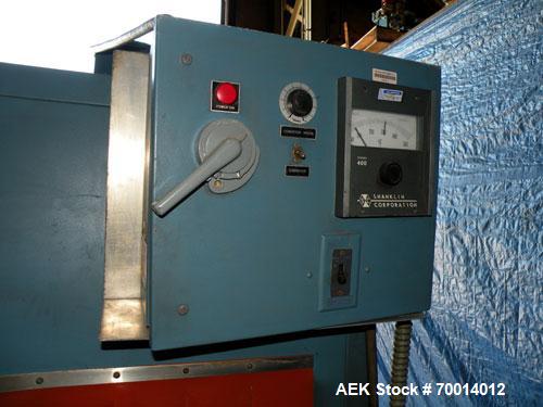 Used Shanklin Shrink Tunnel, Model T-7XL, Carbon Steel. Tunnel passage 4’’ to 8" adjustable height x 22" wide x 42" long. 15" wide x 58" long variable speed mesh conveyor, 15 to 120 feet per minute, ...