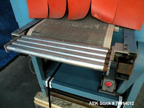 Used Shanklin Shrink Tunnel, Model T-7XL, Carbon Steel. Tunnel passage 4’’ to 8" adjustable height x 22" wide x 42" long. 15" wide x 58" long variable speed mesh conveyor, 15 to 120 feet per minute, ...