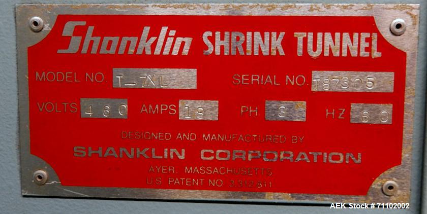 Used Shanklin Shrink Tunnel. Model T-7XL